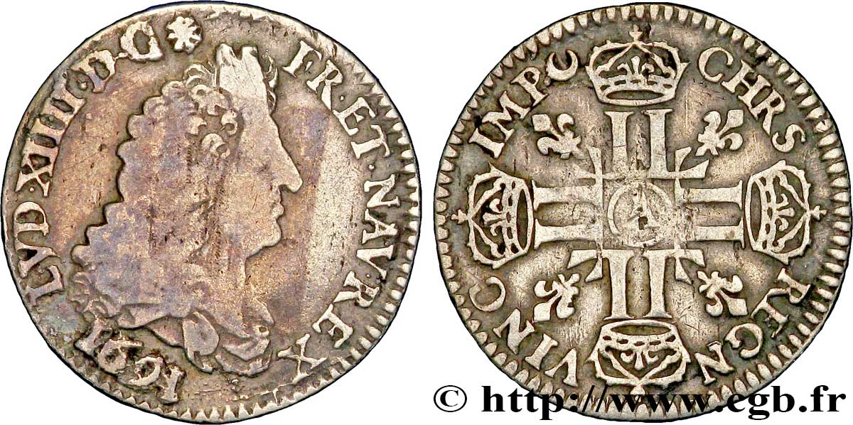 LOUIS XIV LE GRAND OU LE ROI SOLEIL Douzième d&nbsp;écu aux huit L, 1er type 1691 Paris TB+/TTB