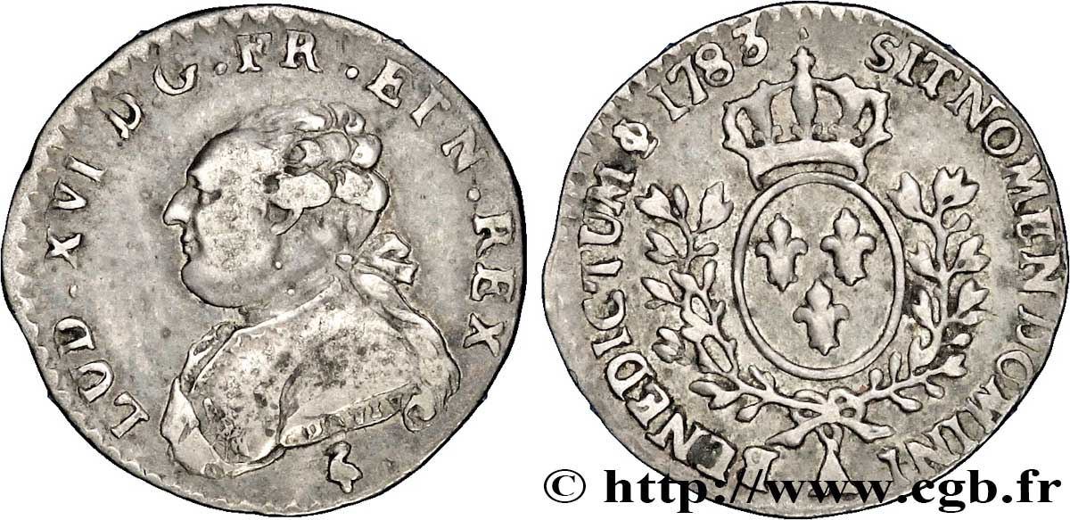 LOUIS XVI Vingtième d’écu aux branches d’olivier 1783 Paris TB+