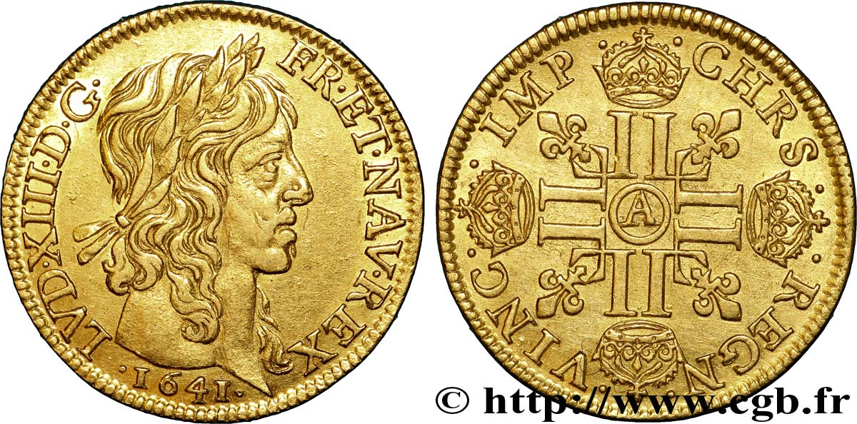 LOUIS XIII LE JUSTE Louis d&nbsp;or aux huit L (effigie de Jean Warin) 1641 Paris, Monnaie du Louvre SUP
