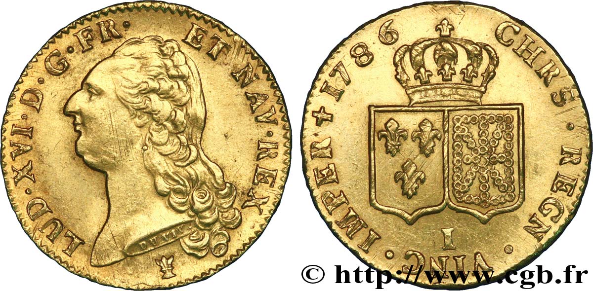 LOUIS XVI Double louis d’or aux écus accolés 1786 Limoges TTB+/SUP