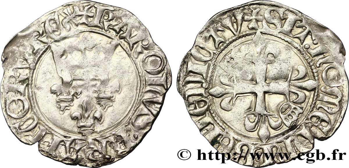 CHARLES VI  THE MAD  OR  THE WELL-BELOVED  Gros dit  florette  n.d. Rouen XF