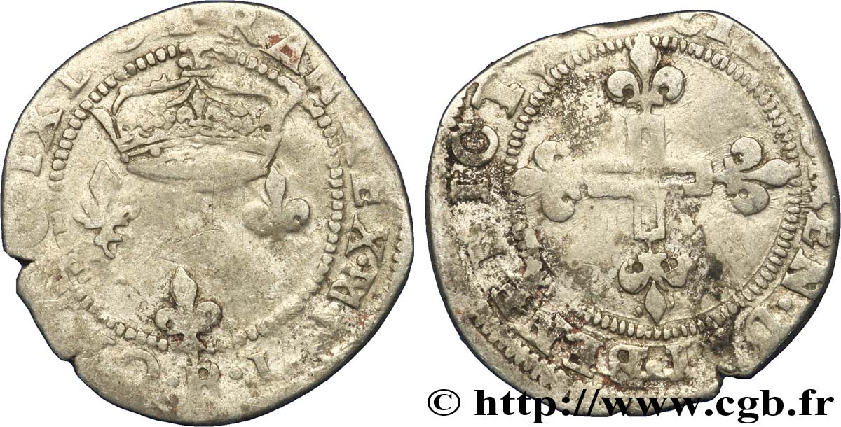 CHARLES IX Double sol parisis, 1er type 1571 Saint-André de Villeneuve-lès-Avignon B+