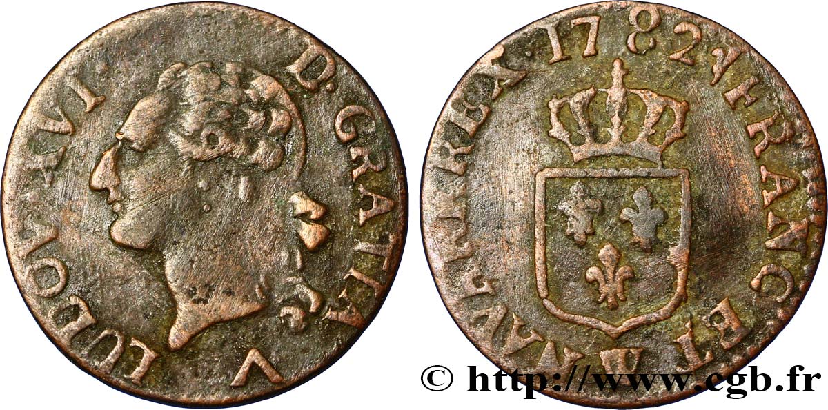 LOUIS XVI Liard dit “à l&nbsp;écu” 1782 Lille TB+