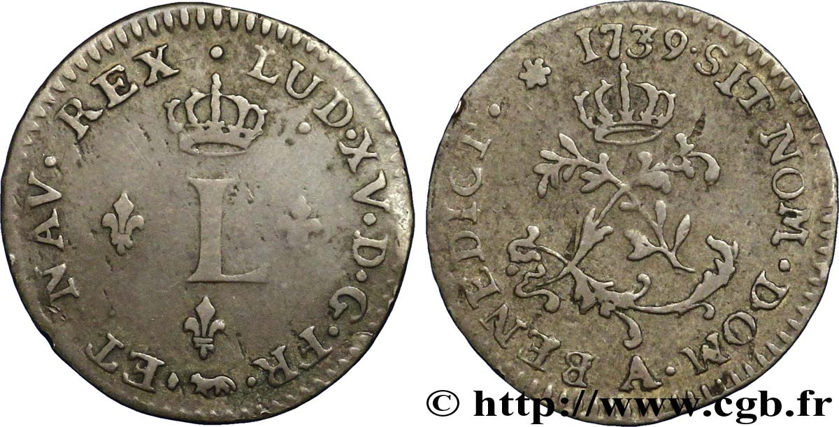 LOUIS XV DIT LE BIEN AIMÉ Sol de billon 1739 Paris TTB