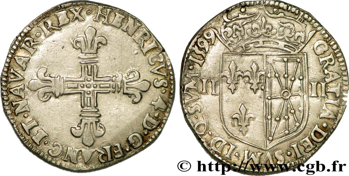 HENRY IV Quart d écu de Navarre 1599 Saint-Palais fVZ