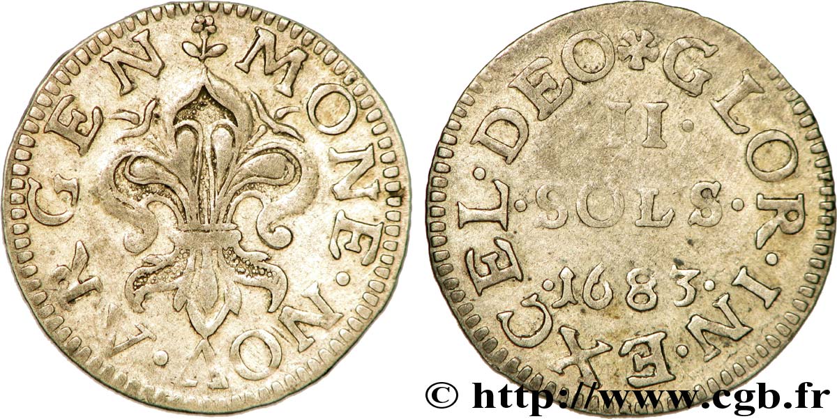 LOUIS XIV LE GRAND ou LE ROI SOLEIL II sols 1683 Strasbourg TTB