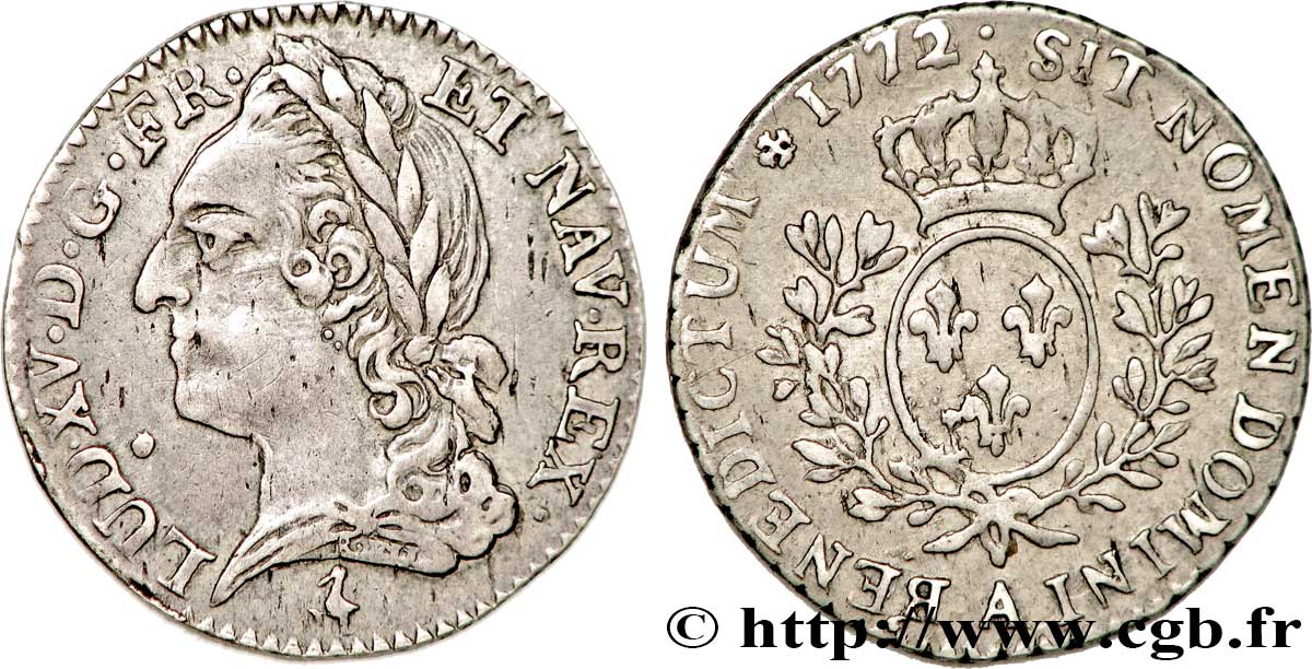 LOUIS XV DIT LE BIEN AIMÉ Dixième d&nbsp;écu dit “à la vielle tête” 1772 Paris TTB