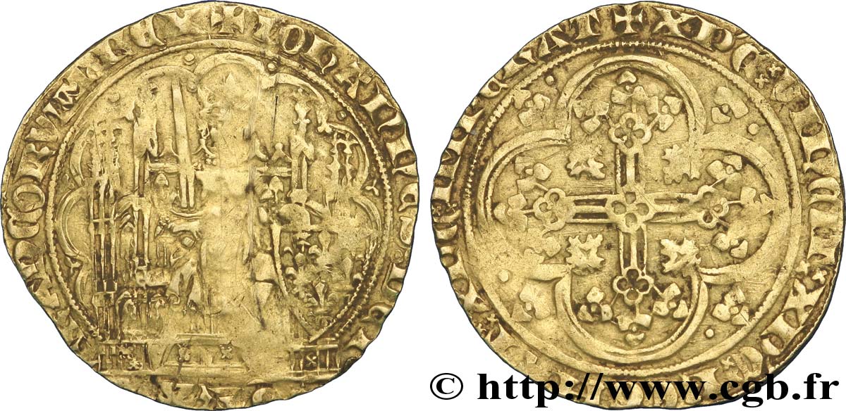 JEAN II LE BON Écu d&nbsp;or à la chaise n.d.  TB