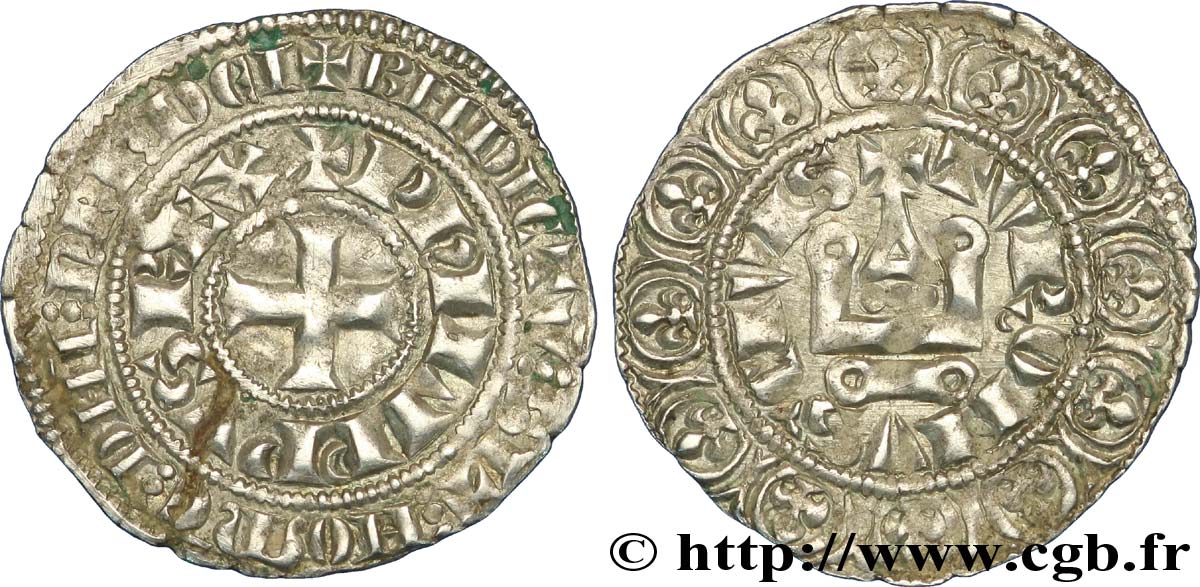 PHILIPPE IV LE BEL Maille demie ou maille blanche tournois à l 0 long n.d. s.l. TTB