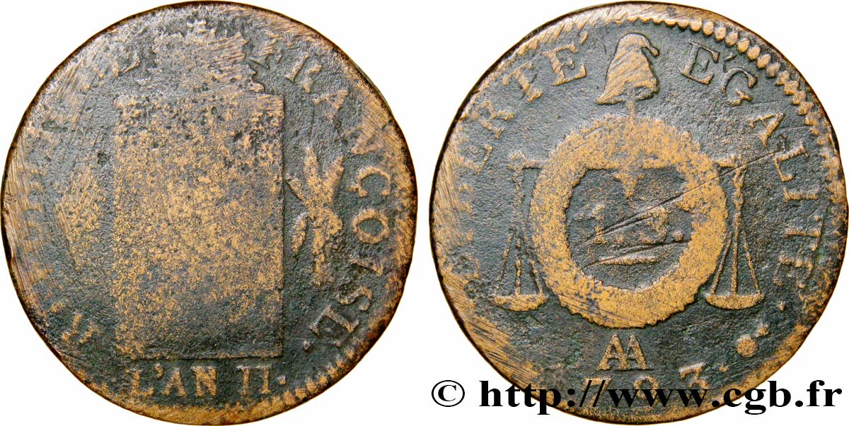 LA CONVENTION 1 sol dit &nbsp;à la table de loi&nbsp; 1793 Metz AB