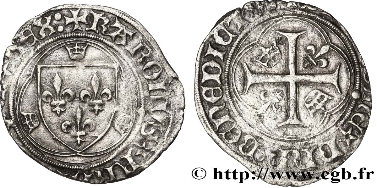 CHARLES VIII Blanc à la couronne n.d. Tours XF