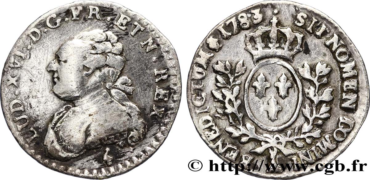 LOUIS XVI Vingtième d’écu aux branches d’olivier 1783 Paris TB+