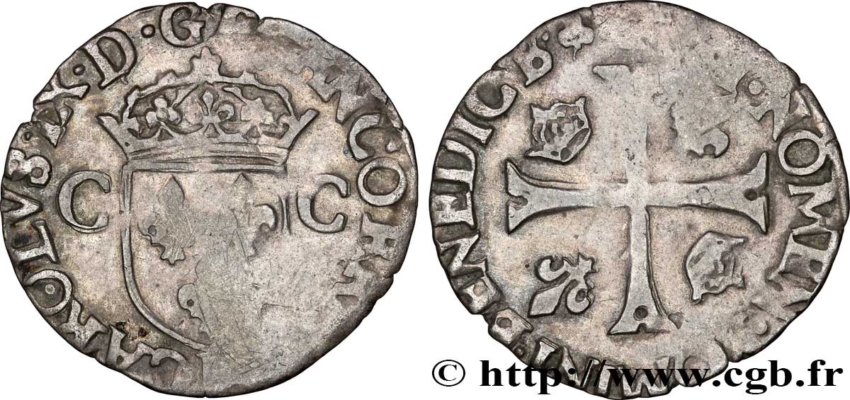 CHARLES IX Douzain aux deux C, 1er type n.d. Dijon TTB
