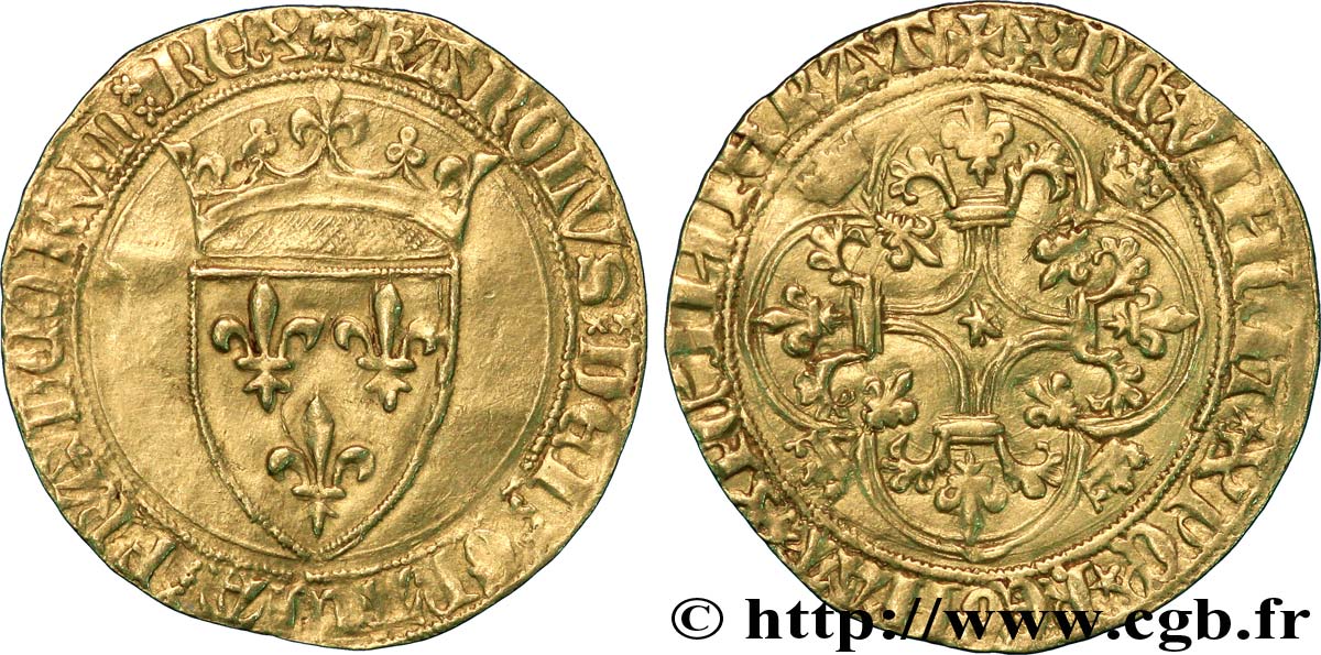 CHARLES VI LE FOU OU LE BIEN AIMÉ Écu d or à la couronne n.d. Dijon TTB