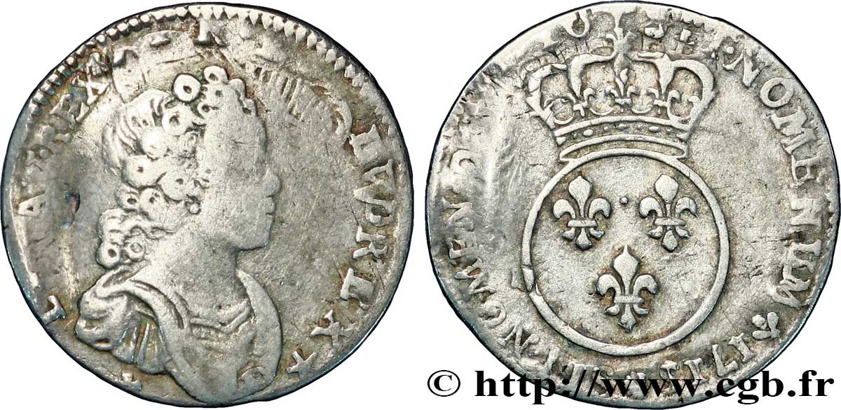 LOUIS XV DIT LE BIEN AIMÉ Dixième d&nbsp;écu dit “vertugadin” n.d. Montpellier TB