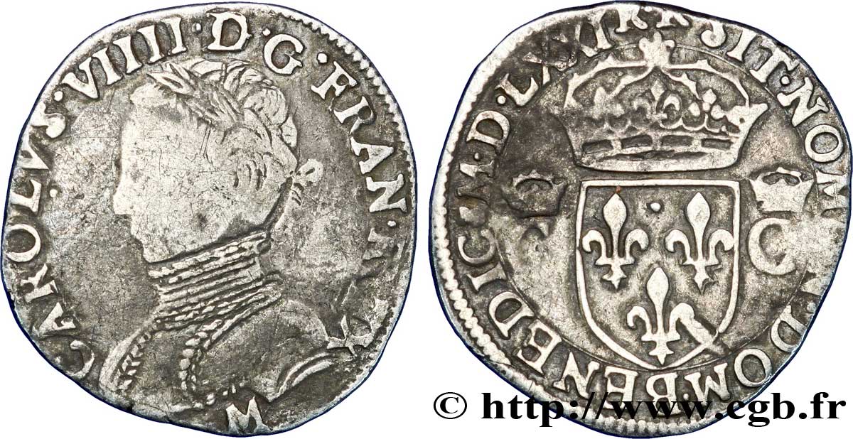 CHARLES IX Demi-teston, 2e type 1571 Toulouse TB