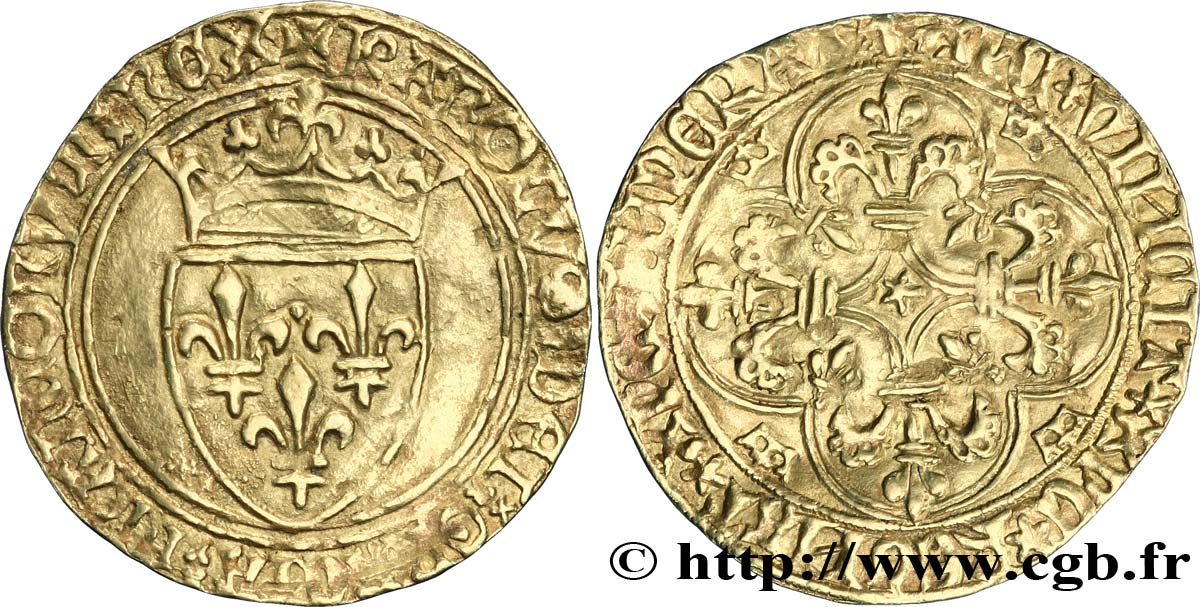 CHARLES VI LE FOU OU LE BIEN AIMÉ Écu d or à la couronne n.d. Poitiers TTB+