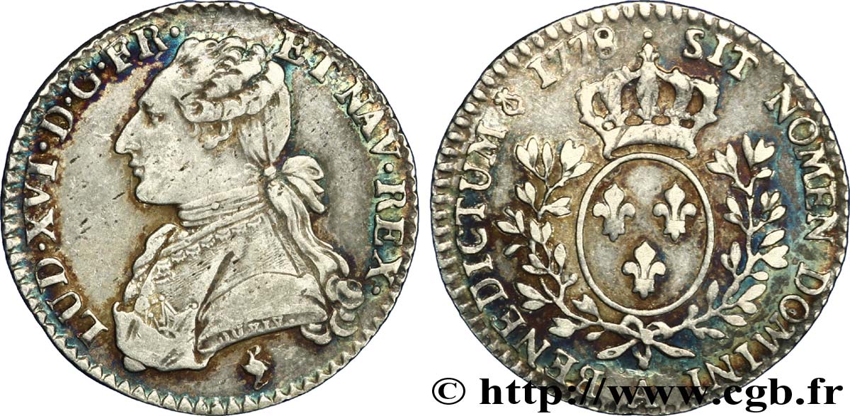 LOUIS XVI Dixième d écu aux branches d olivier 1778 Paris AU/AU