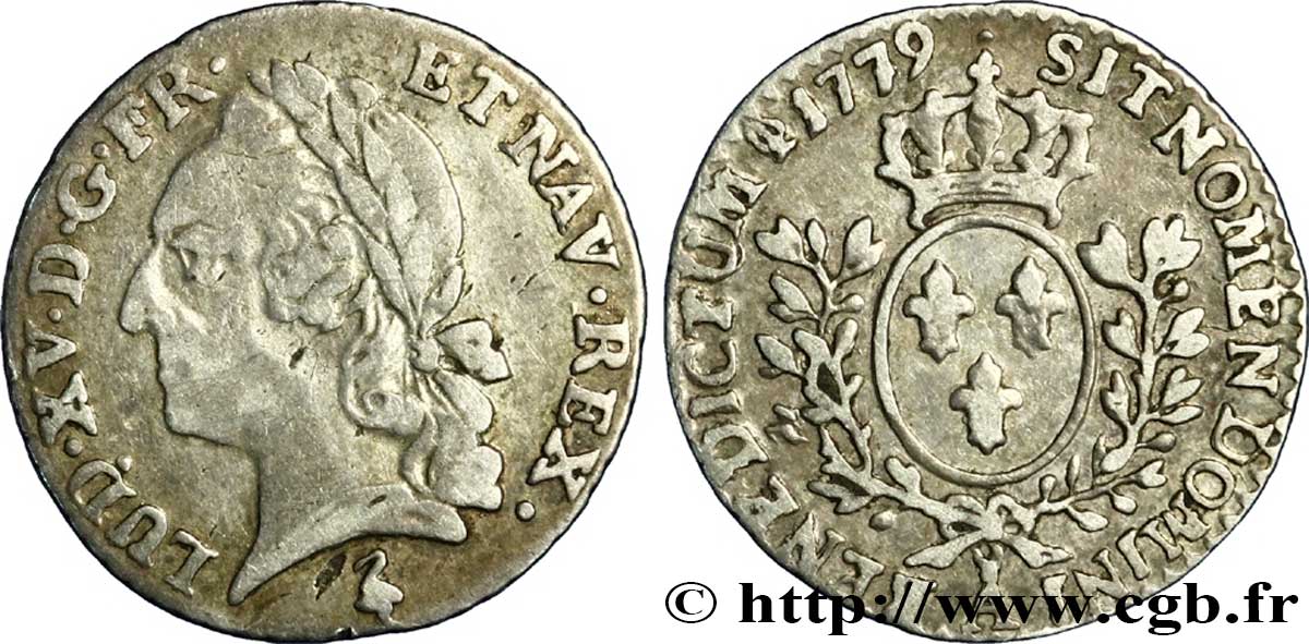 LOUIS XVI Vingtième d&nbsp;écu aux branches d&nbsp;olivier, buste lauré 1779 Paris TB