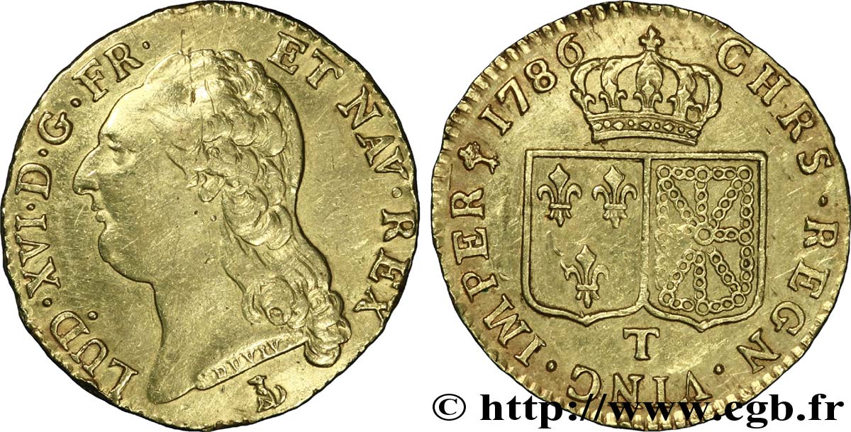 LOUIS XVI Louis d or aux écus accolés 1786 Nantes TTB