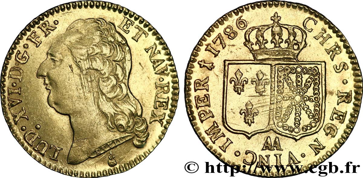 LOUIS XVI Louis d or aux écus accolés 1786 Metz EBC