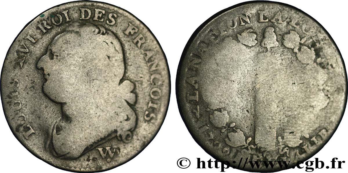 LOUIS XVI (MONARQUE CONSTITUTIONNEL)  12 deniers dit &nbsp;au faisceau&nbsp;, type FRANCOIS 1792 Arras B