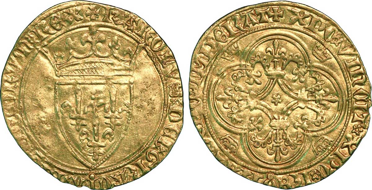 CHARLES VI LE FOU OU LE BIEN AIMÉ Écu d or à la couronne n.d. Rouen TTB