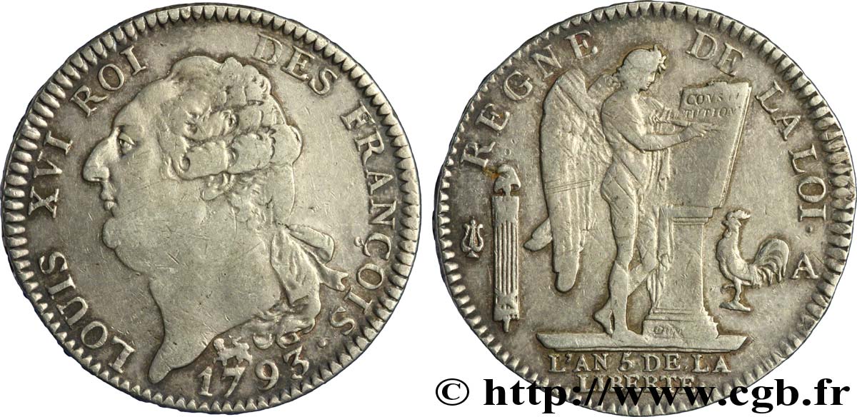 LA CONVENTION Écu dit  au génie , légende FRANÇOIS 1793 Paris TTB