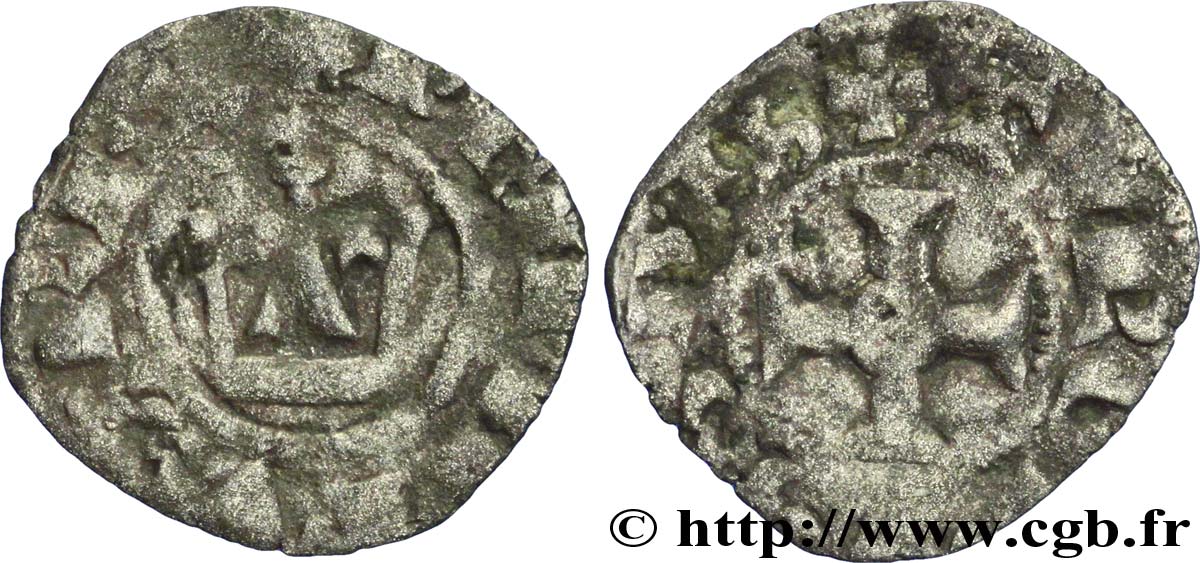 PHILIPPE VI DE VALOIS Obole tournois, 3e type n.d. s.l. B+