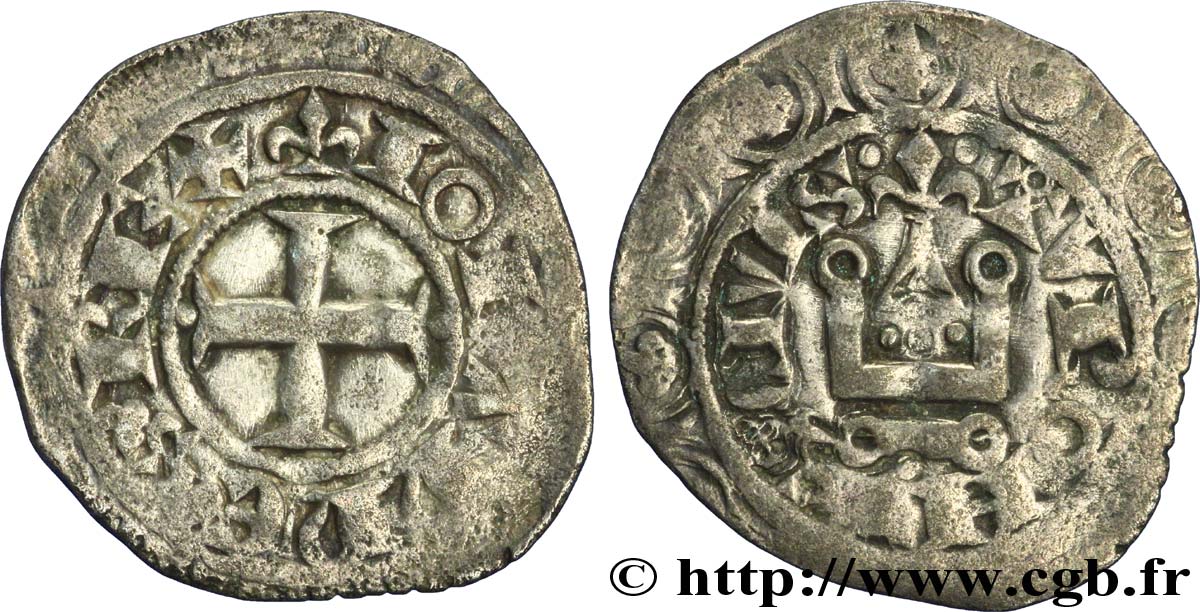 JOHN II &nbsp;THE GOOD&nbsp; Blanc au châtel fleurdelisé n.d.  VF