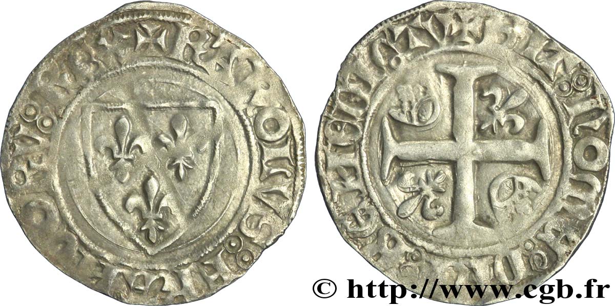 CHARLES VI LE FOU OU LE BIEN AIMÉ Blanc dit &nbsp;guénar&nbsp; n.d. Saint-Quentin TB+