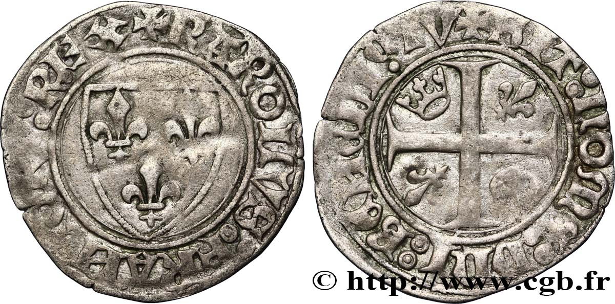 CHARLES VI  THE MAD  OR  THE WELL-BELOVED  Blanc dit  guénar  n.d. Saint-Quentin BC+