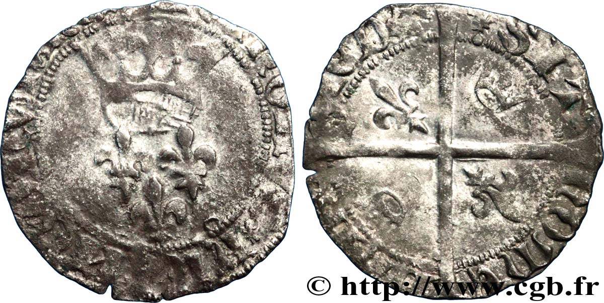 CHARLES VII LE VICTORIEUX Blanc dit  florette  n.d. Poitiers TB