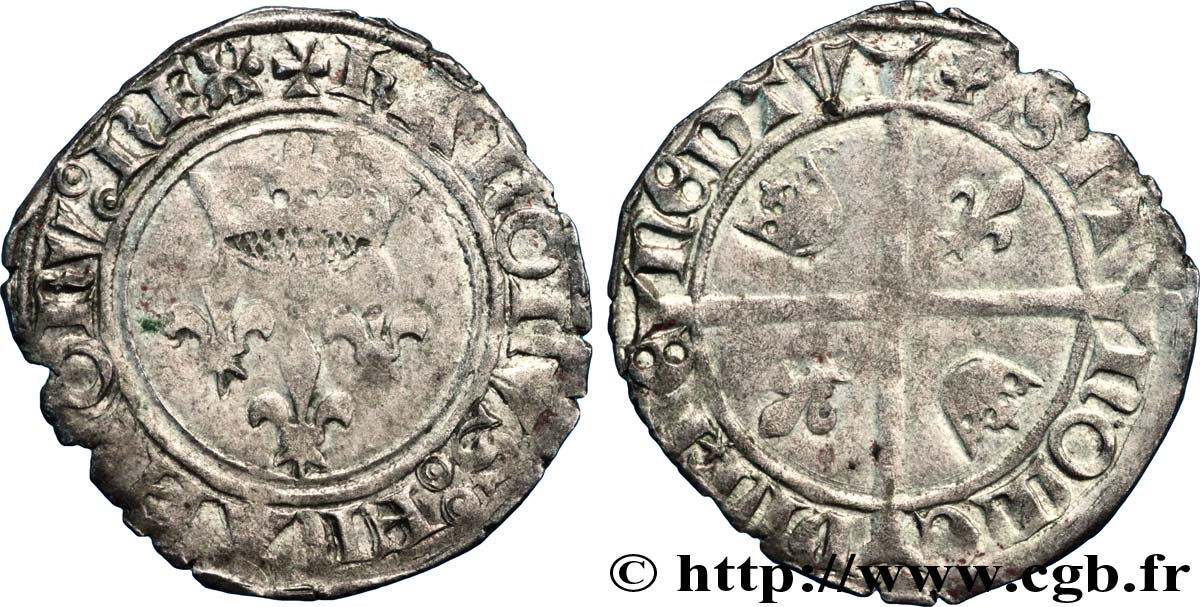CHARLES VII LE VICTORIEUX Blanc dit  florette  n.d. s.l. TB+