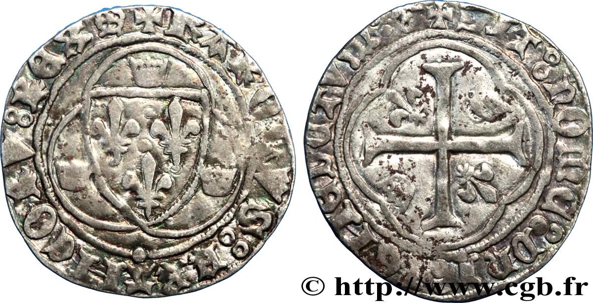 CHARLES VII LE VICTORIEUX Blanc à la couronne n.d. Limoges TTB