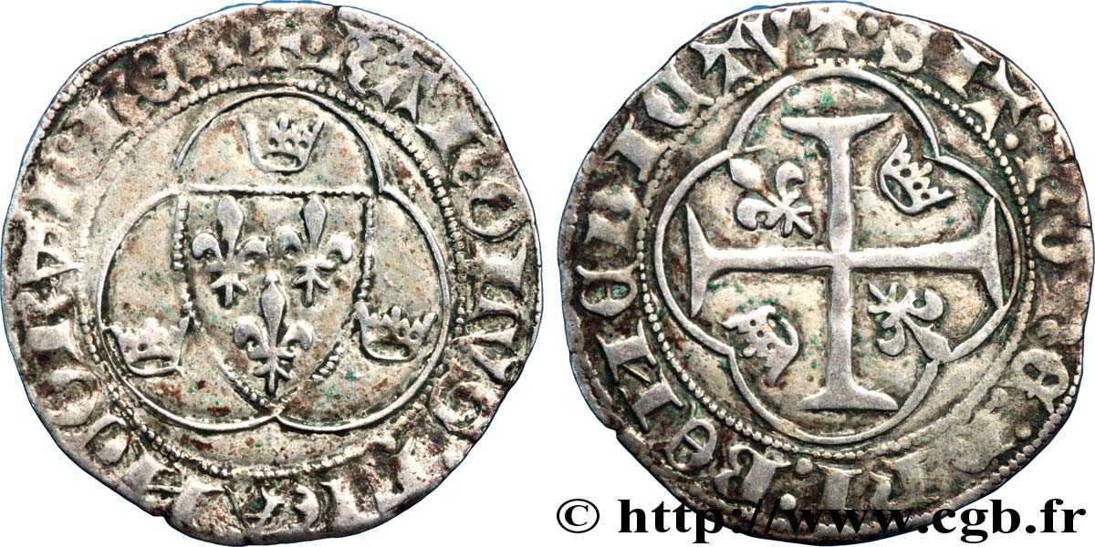 CHARLES VII LE VICTORIEUX Blanc à la couronne n.d. Poitiers TB+