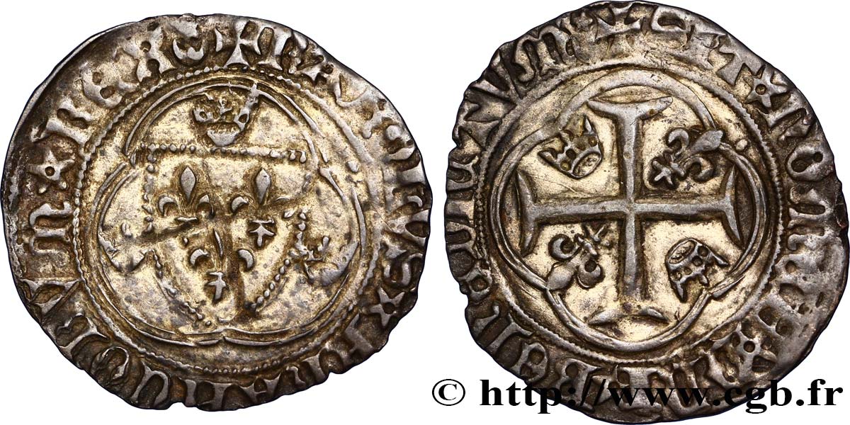 CHARLES VII LE VICTORIEUX Blanc à la couronne n.d. Montpellier TTB