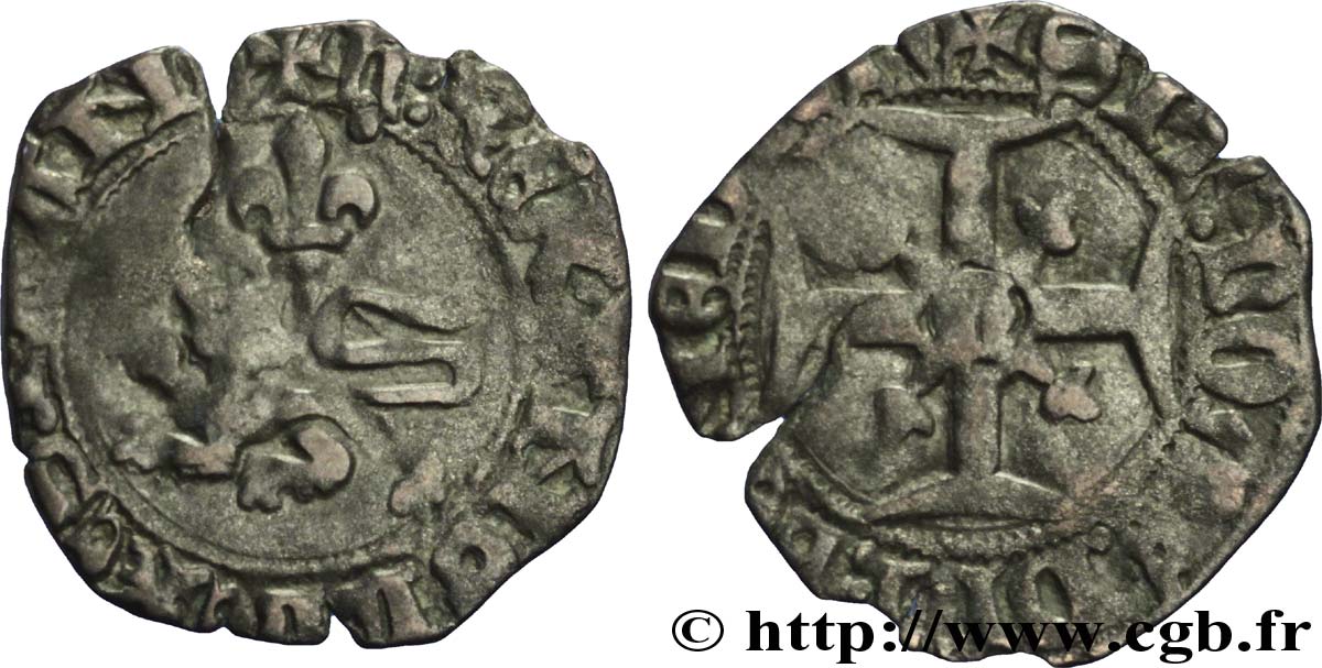 HENRY V DE LANCASTRE Double tournois ou niquet dit “Léopard” n.d. Rouen TB+