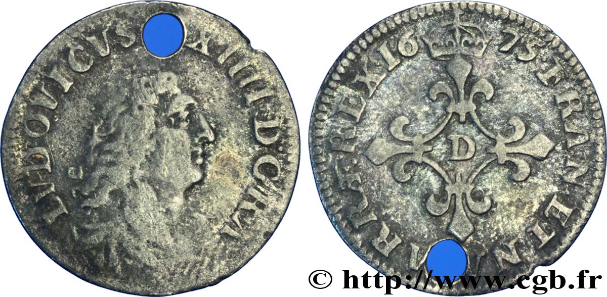 LOUIS XIV LE GRAND OU LE ROI SOLEIL Quatre sols à la croix formée de ...