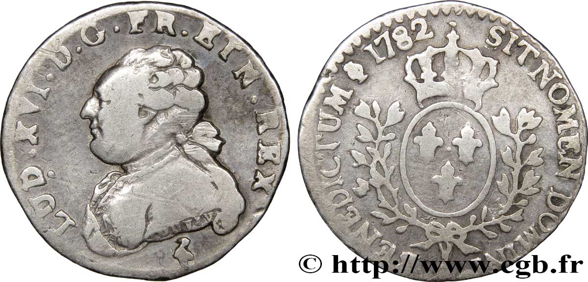 LOUIS XVI Vingtième d’écu aux branches d’olivier 1782 Paris TB+