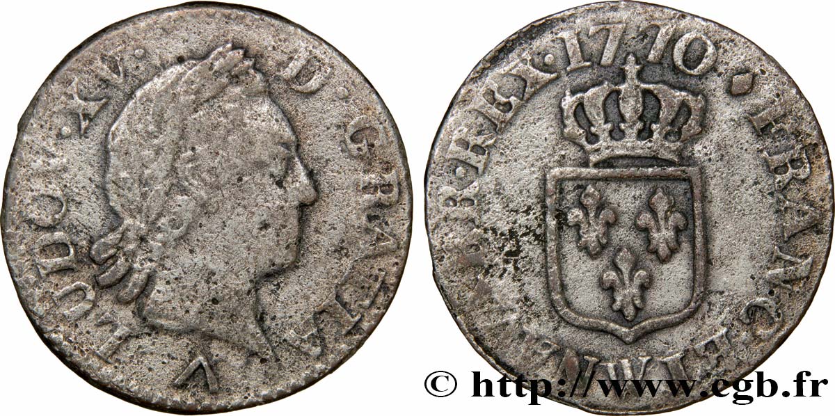 LOUIS XV DIT LE BIEN AIMÉ Liard dit “à la vieille tête”, argenté 1770 Lille TB+