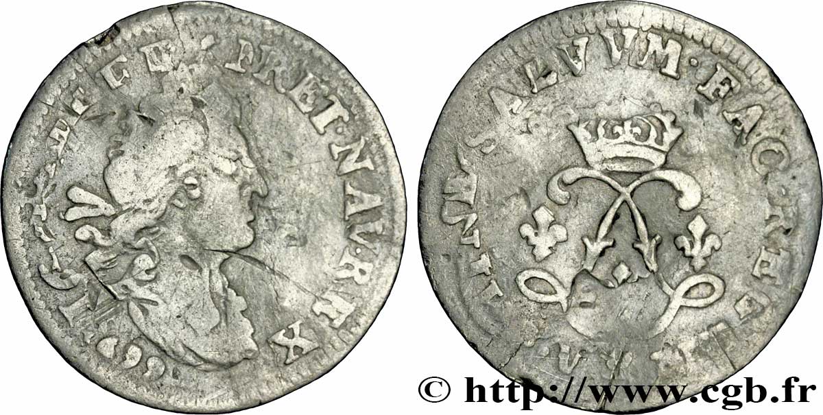 LOUIS XIV LE GRAND OU LE ROI SOLEIL Quatre sols aux deux L 1699 Atelier indéterminé B+