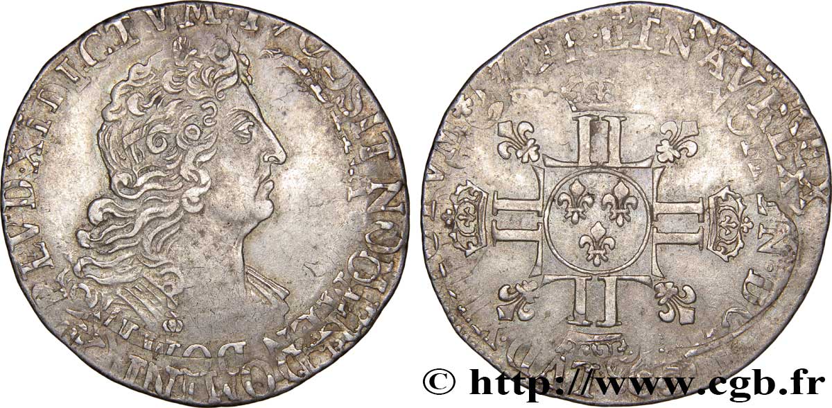 LOUIS XIV  THE SUN KING  Quart d’écu aux huit L n.d. s.l. MBC