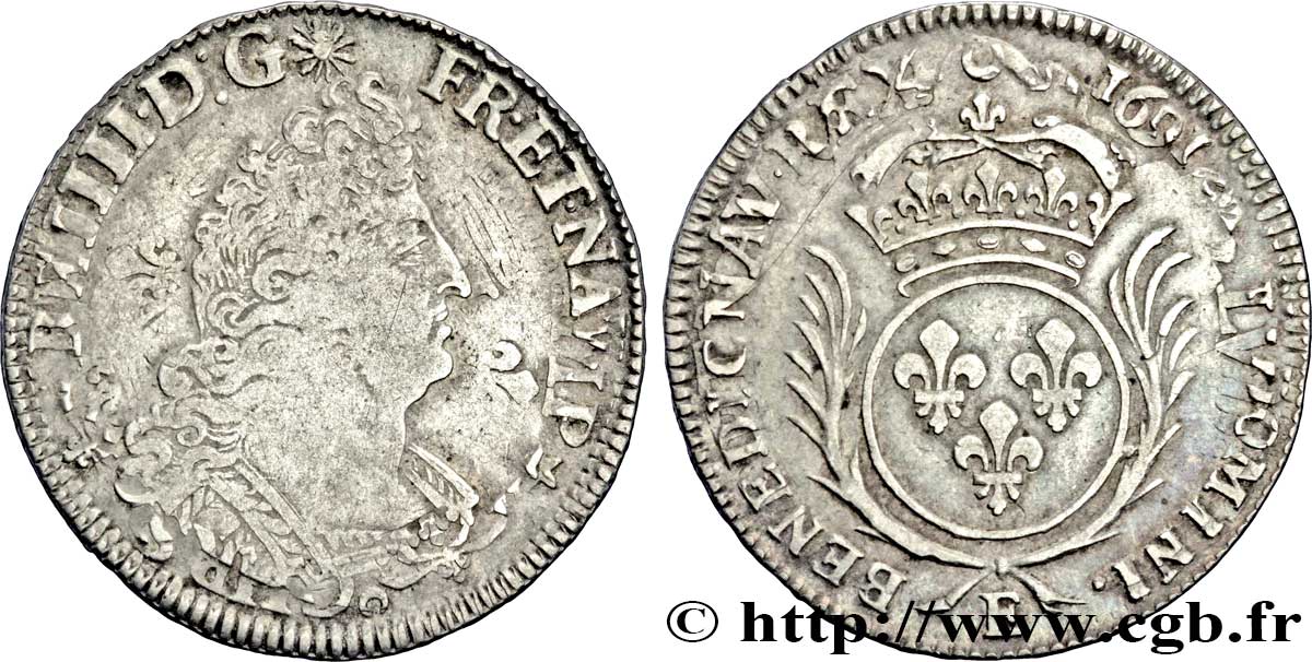 LOUIS XIV LE GRAND OU LE ROI SOLEIL Demi-écu aux palmes n.d.  Tours TB+