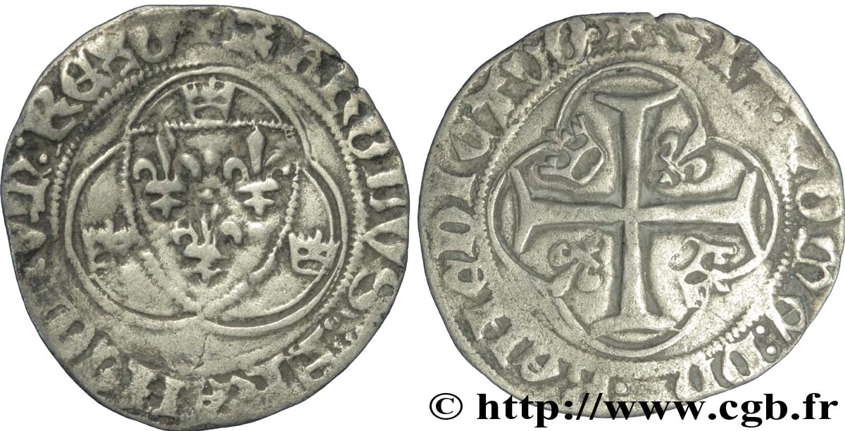 CHARLES VII LE VICTORIEUX Blanc à la couronne n.d. Orléans TB+