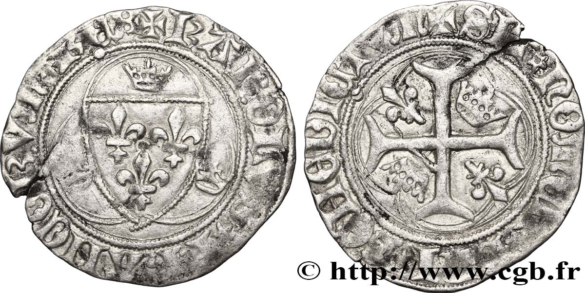 CHARLES VIII Blanc à la couronne n.d. Paris TTB