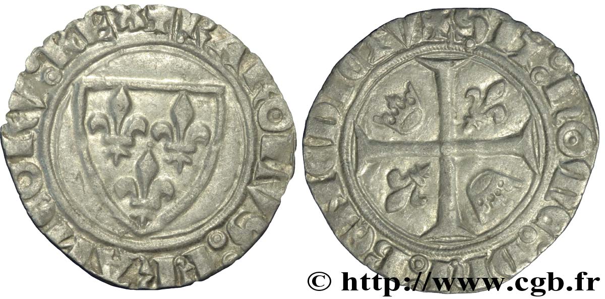 CHARLES VI LE FOU OU LE BIEN AIMÉ Blanc dit &nbsp;guénar&nbsp; n.d. Crémieu TTB