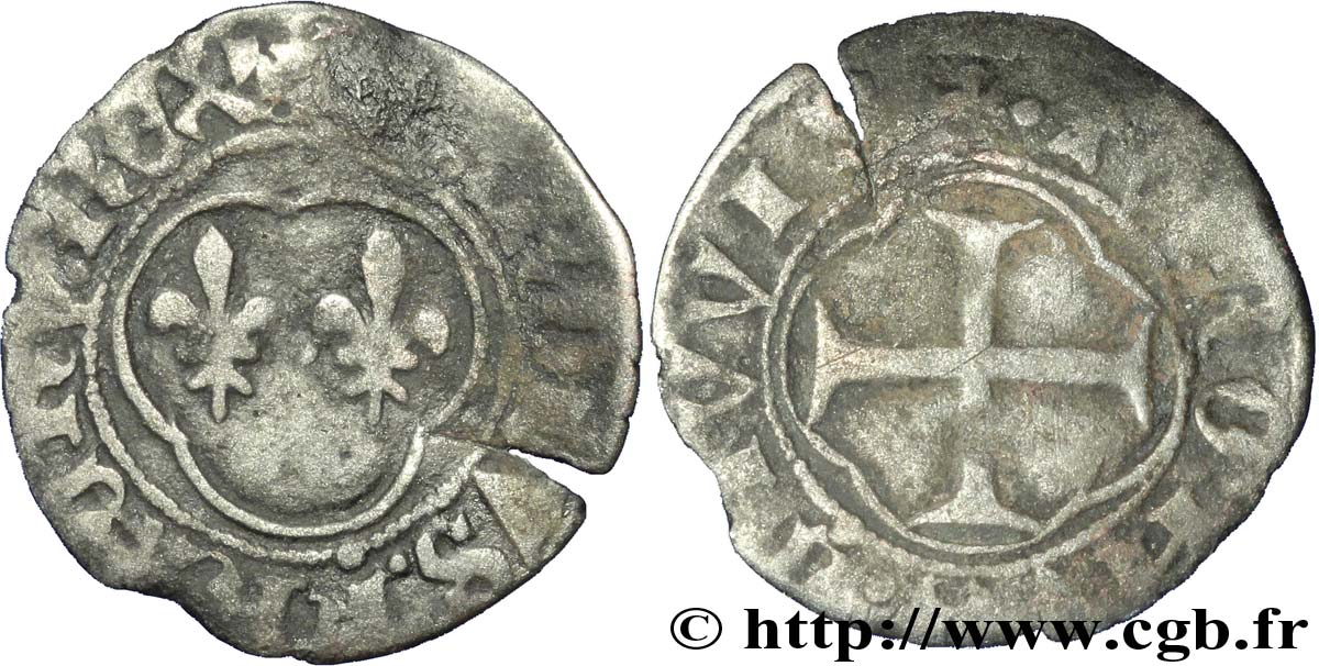 CHARLES VIII Denier tournois n.d. Poitiers TB/TB+