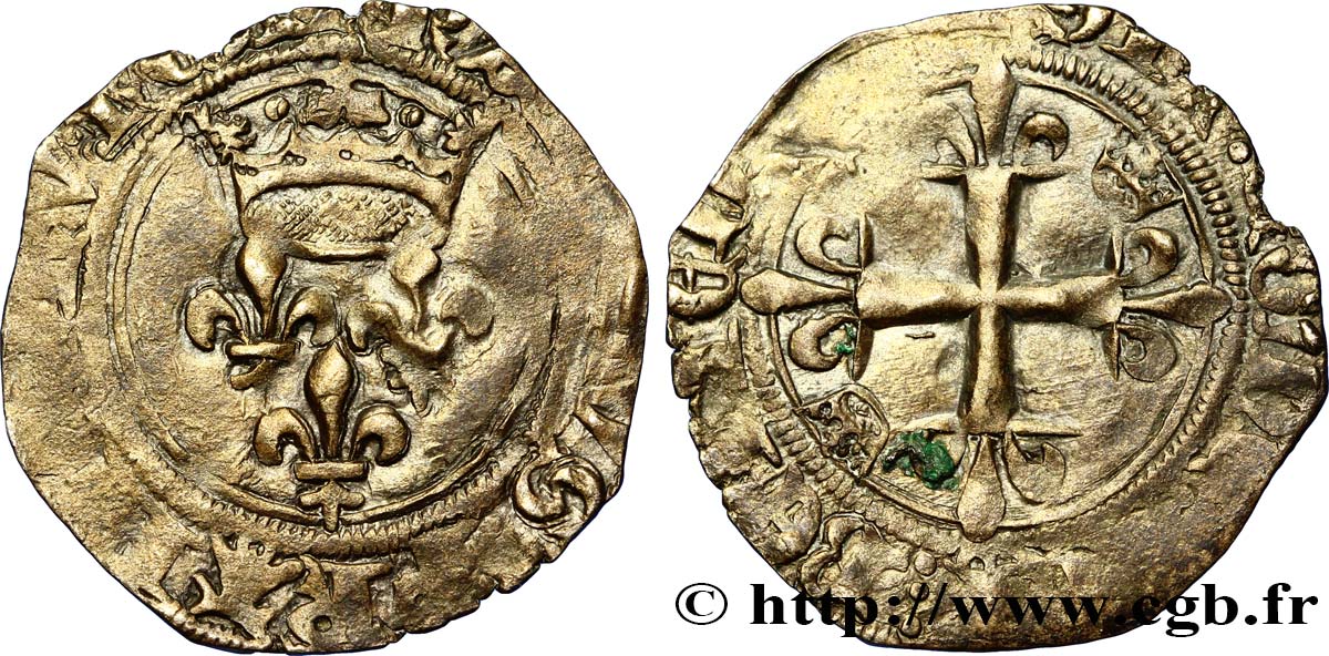 CHARLES, REGENCY - COINAGE WITH THE NAME OF CHARLES VI Gros dit  florette  n.d. Limoges MBC