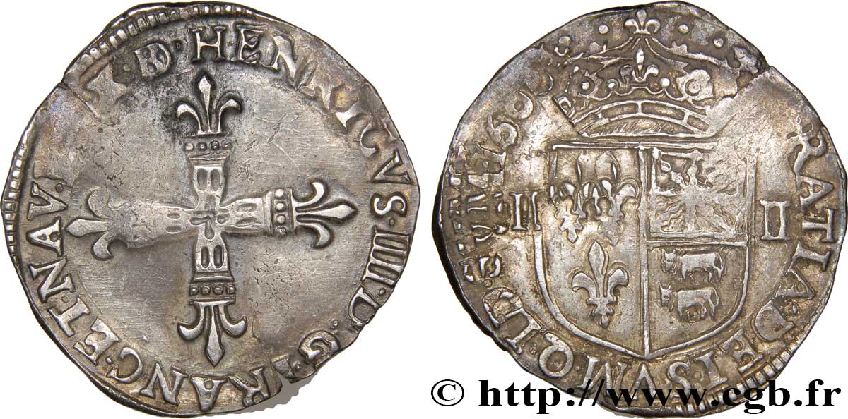 HENRY IV Quart d écu de Béarn 1600 Morlaàs BB/q.BB